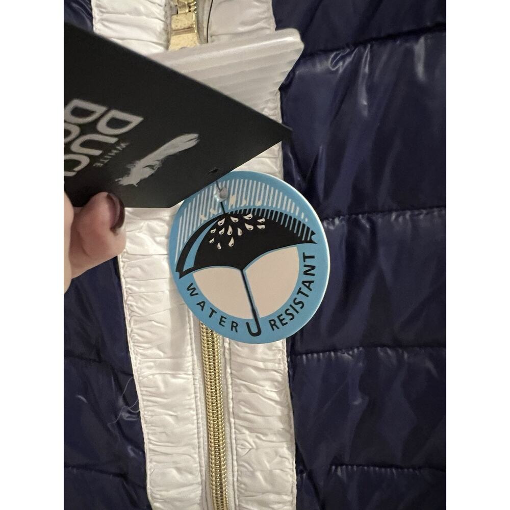Anorak Blue White Channel Contrast Puffer Jacket Short Sleeve Sz Xl NWT Down - Picture 4 of 9